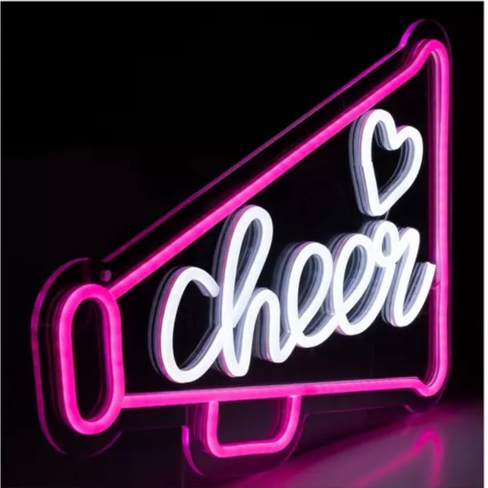 Pink and White Cheer Neon Sign with Heart